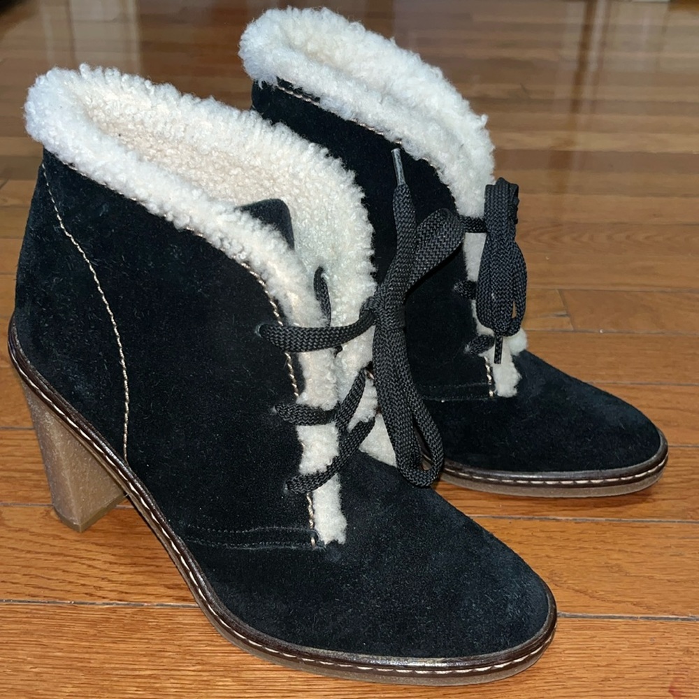 Coach Suede Sherpa Lined Heeled Booties